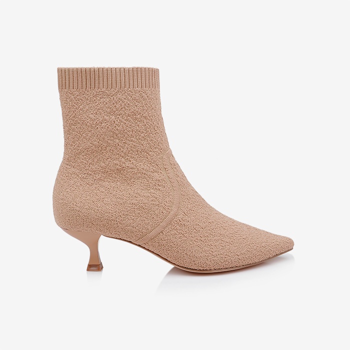 Beige Flyknit Ankle Boot - Main View