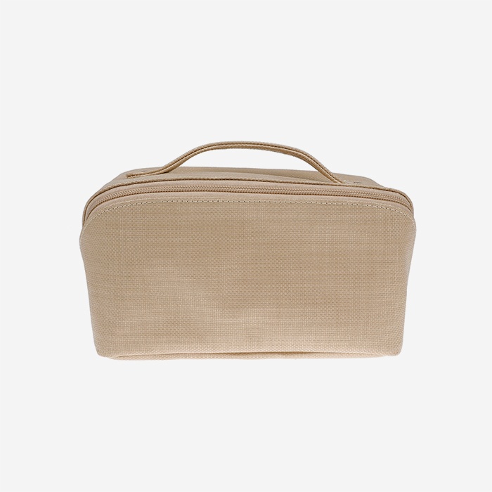 Beige Woven  Makeup Bag - Main View