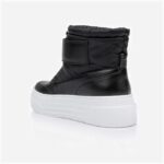 Black Cow Leather & Fabric Puff Booty - Detail View