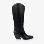 Black Cow Leather Knee Boot - Main View
