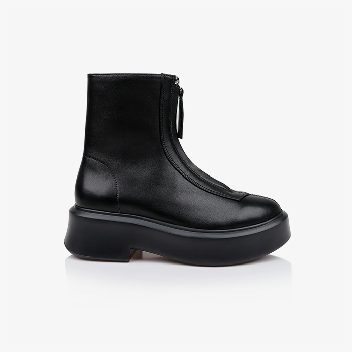 Black Cow Leather Ankle Boot - Main View