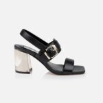 Black Cow Leather Sandal - Main View