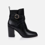 Black High Shine Cow Leather Ankle Boot - Main View