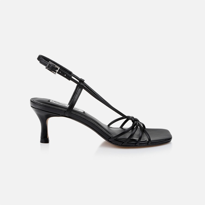 Black Kid Leather Slingback Sandal - Main View
