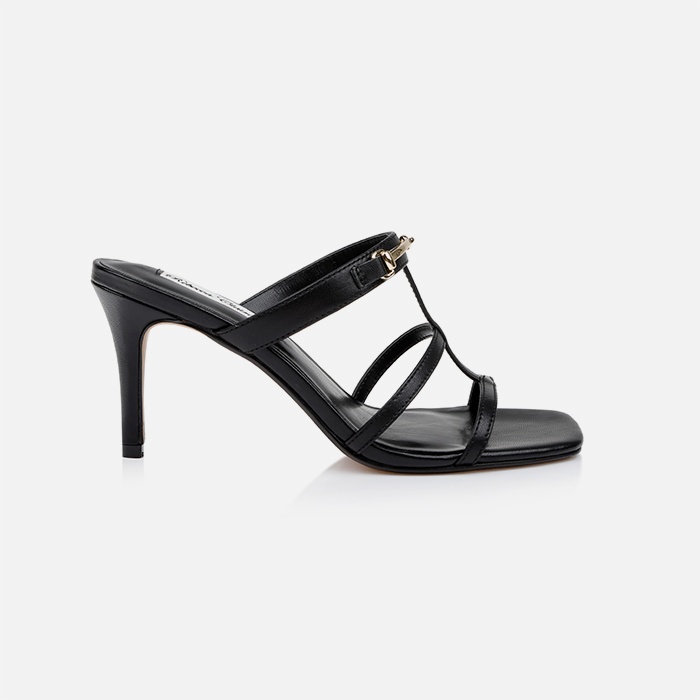 Black Kid Leather Sandal - Main View