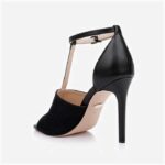 Black Mesh & Kid Leather Stiletto Sandal - Main View