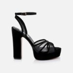 Black Mesh With Kid Suede Piping Sandal - Main View