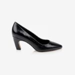 Black Middle Heel Pump - Main View
