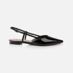 Black Patent Kid Leather Slingback Flat - Main View