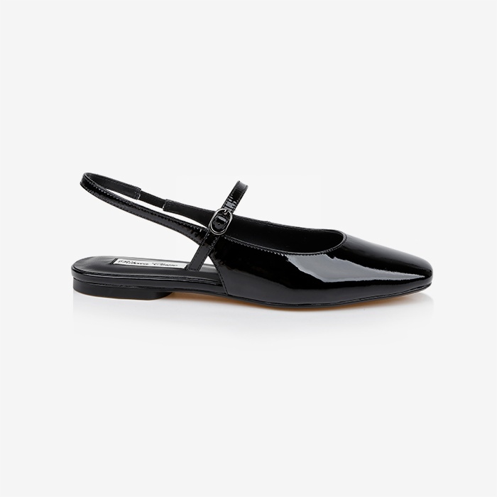 Black Soft Leather Flat Slingback - Main View