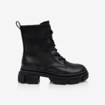 Black Synthetic Leather Ankle Boots - Main View
