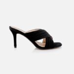 Black Velvet Heel Sandal - Main View