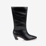Black leather high ankle boot - Main View