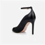 Black & White Kid Leather Stiletto Sandal - Main View