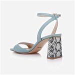 Blue Haze Kid Leather Block Heel Sandal - Main View