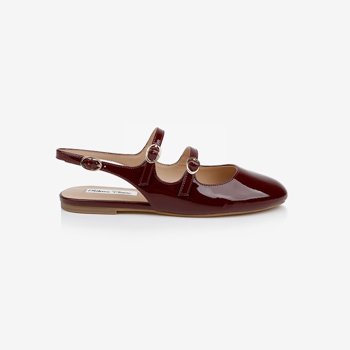 Burgundy Flat Slingback With Straps - Main View