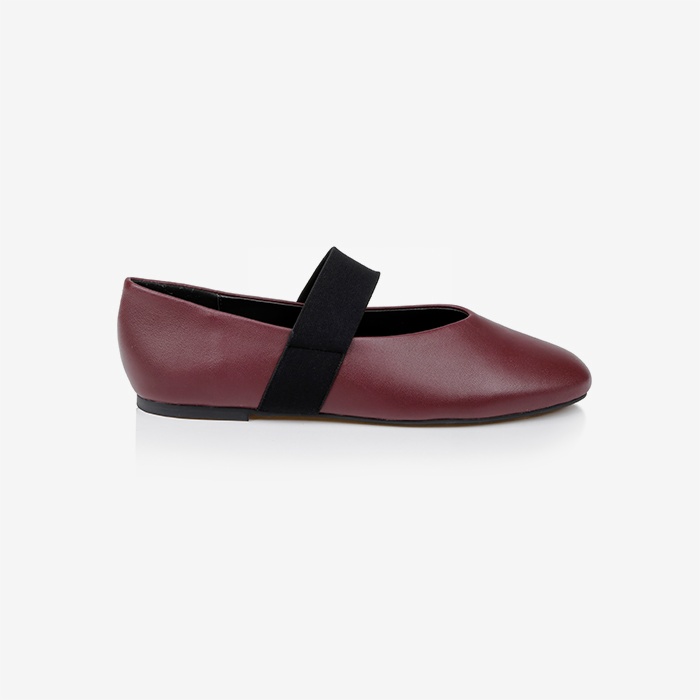Burgundy Flat With Wide Elastic Band - Main View