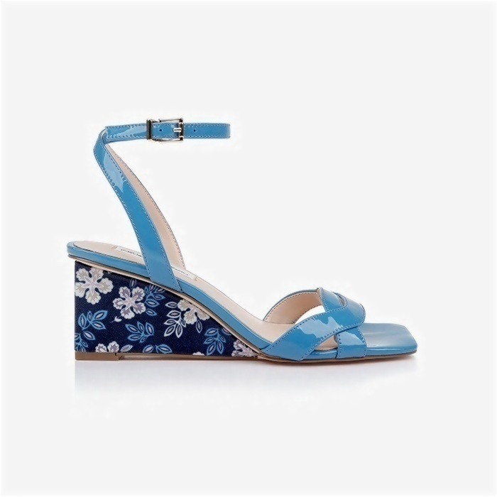 Cendre Blue Patent Lea Wedge Sandal - Main View