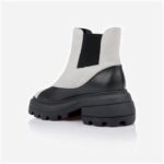 Cream Cow Suede & Black Cow Leather Squared Toe Booty - Main View