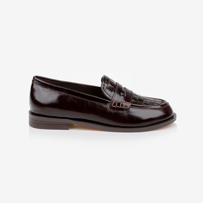 Dark Brown Woven Upper Loafer - Main View