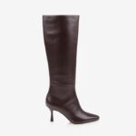 Dark burgundy leather knee boot - Main View