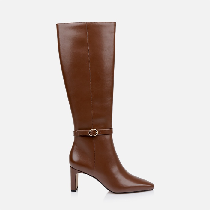 Downtown Brown Leather Knee Boot - Main View