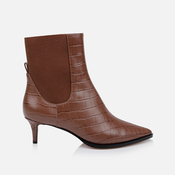 Downtown Chocolate Croc Leather Boot - Main View