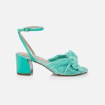 Green Ruched Fabric Heel Sandal - Main View