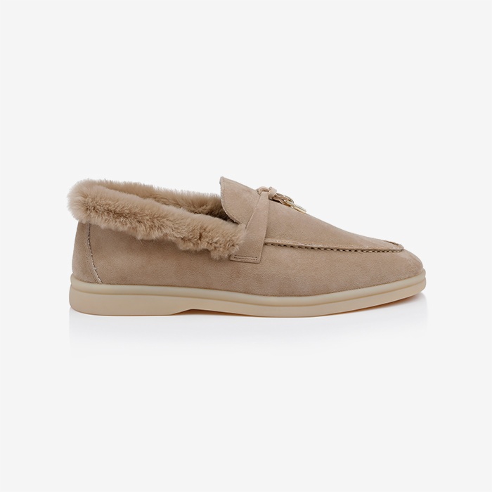 Light Brown Kid Suede Loafer - Main View