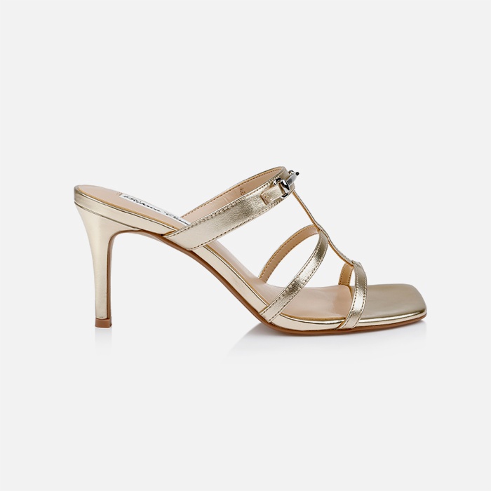 Light Gold Metallic Kid Leather Sandal - Main View
