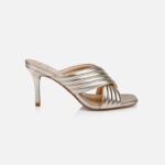 Light Gold Metallic Kid Leather Heel Sandal - Main View