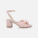 Light Pink Ruched Fabric Heel Sandal - Main View