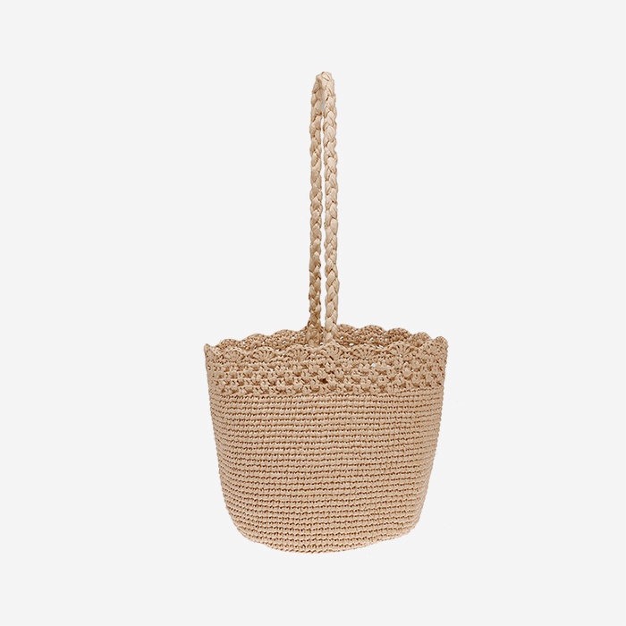 Natural Woven Bucket Bag - Main View