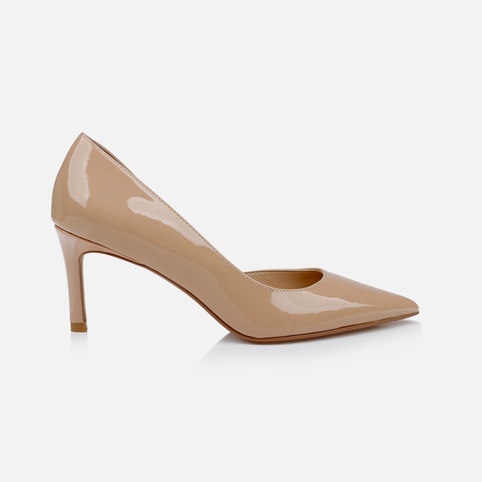 Nude Metallic Leather Hollow Inside Pump - Main View
