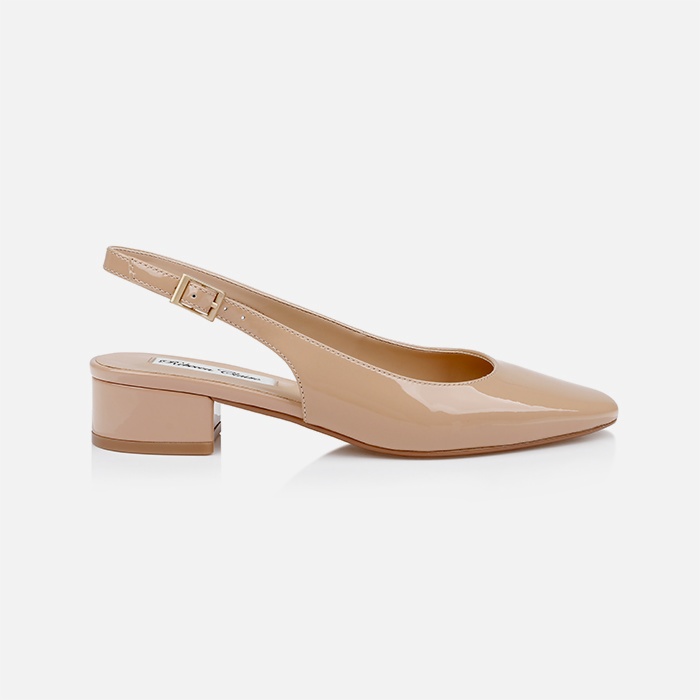 Nude Patent Kid Leather Sandal - Main View