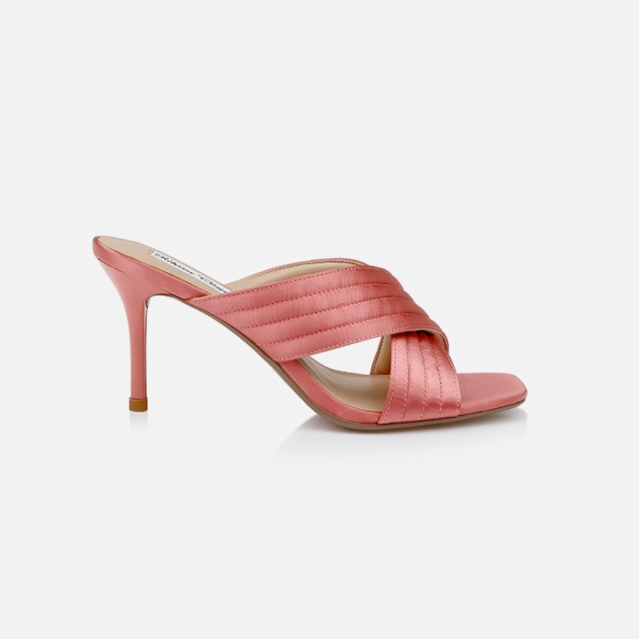 Rose Pink Satin Heel Sandal - Main View