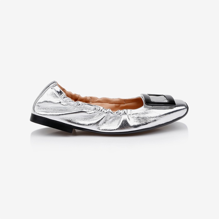 Shiny Silver Dancing Sandal - Main View