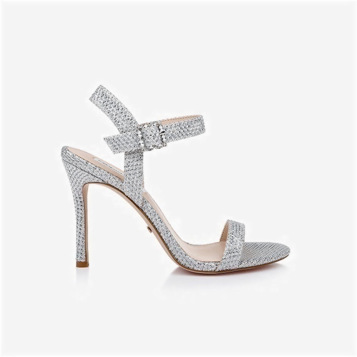 Silver Glitter High Heel Sandal - Main View
