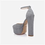 Silver Plaid Fabric Block Heel DOC Sandal - Main View