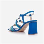 Snorkel Blue Mixed Kid Lea Block Heel Sandal - Main View