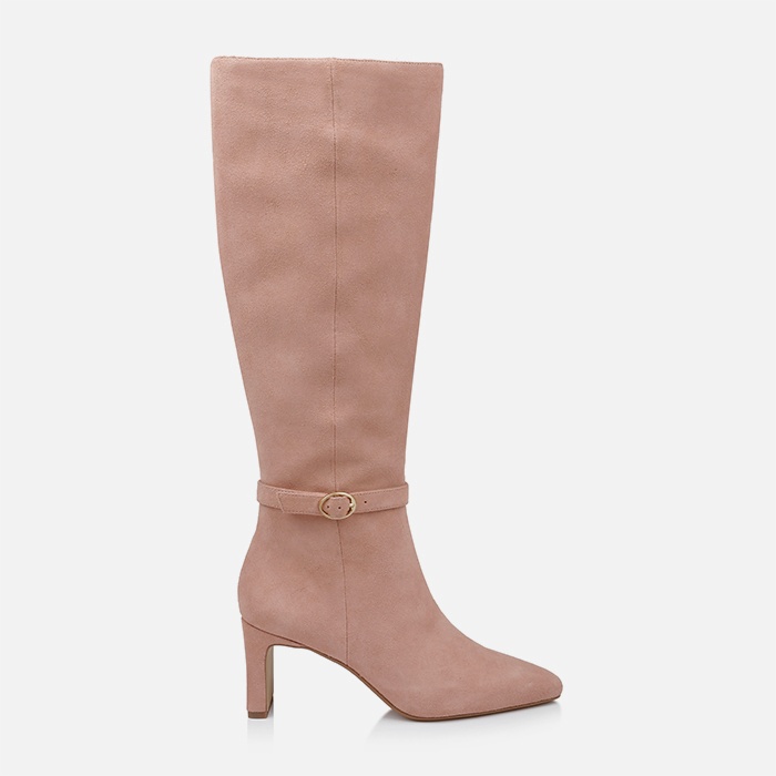 Warm taupe cow suede knee boot - Main View