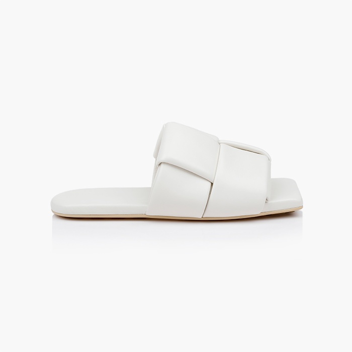 White Kid Leather Sandal - Main View