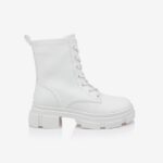White Synthetic Leather Ankle Boot - Main View