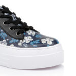 Black Cow leather & Navy Print Kid Leather Sneaker - Main View