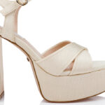 Grimmy Cream Fabric Block Heel Sandal - Main View