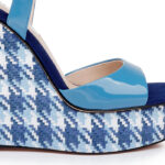 Cendre Blue Patent Leather Wedge Sandal - Side View