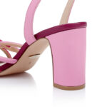 Cyclamen & Raspberry Rose Kid leather Block Heel Sandal - Side View