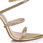 Gold PU & Gel Hotfix Stelitto Sandal - Side View