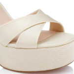 Grimmy Cream Fabric Block Heel Sandal - Side View