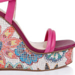 Raspberry Rose Kid Lea Wedge Sandal - Side View